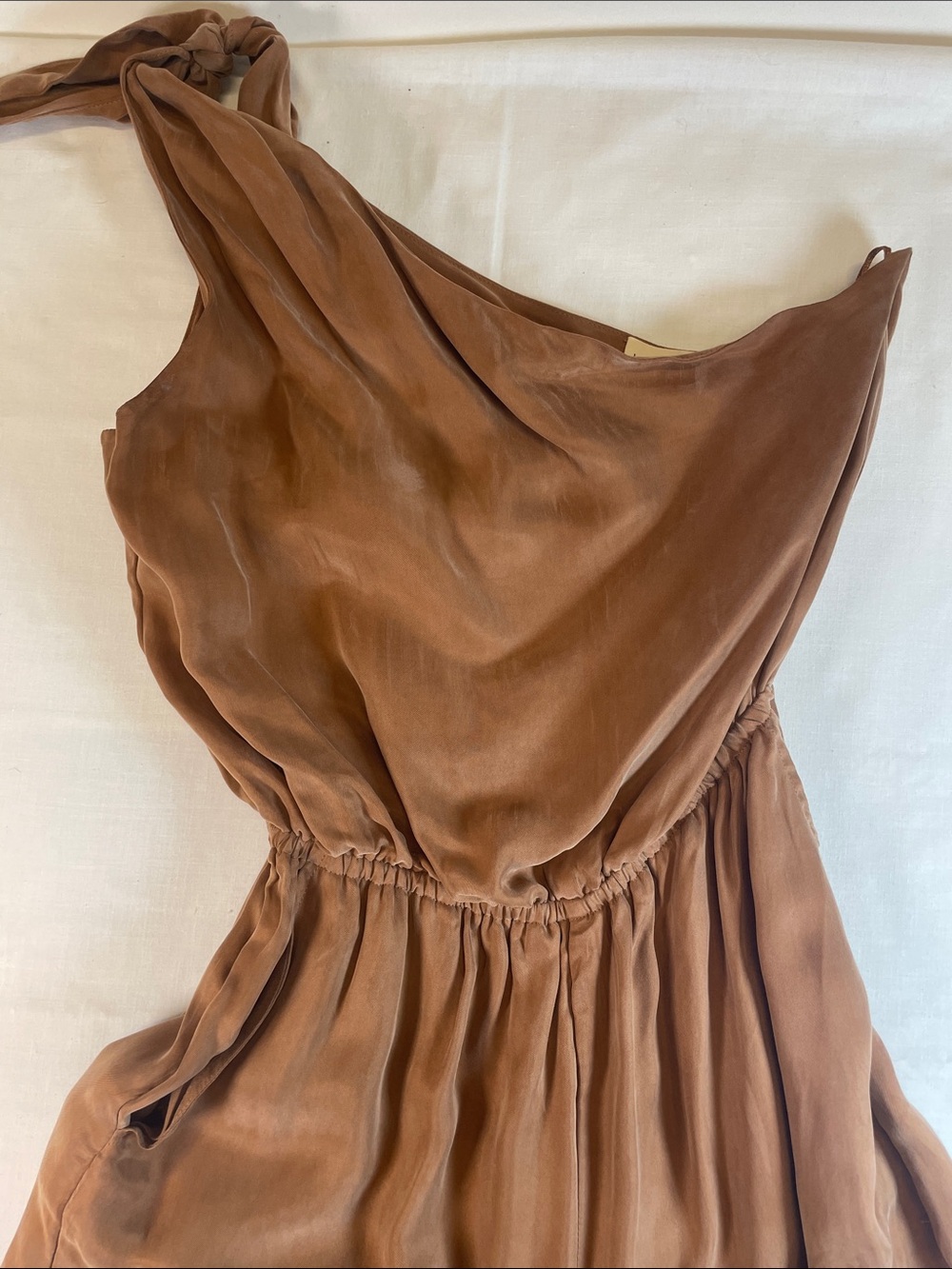 lovestitch Rust Brown Halter Wide-Leg Jumpsuit pockets minimalist luxury - Picture 5 of 10